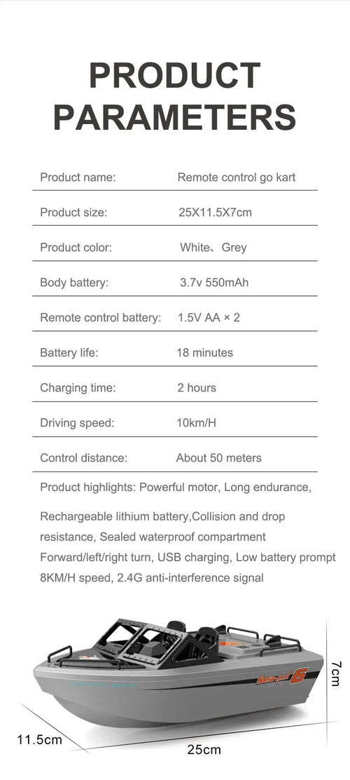 Load image into Gallery viewer, Toy Boat 1/12 Remote Control Go Kart 2.4G High-Speed Vortex Spray Brushless Water Electric Cool Boy Ship Model
