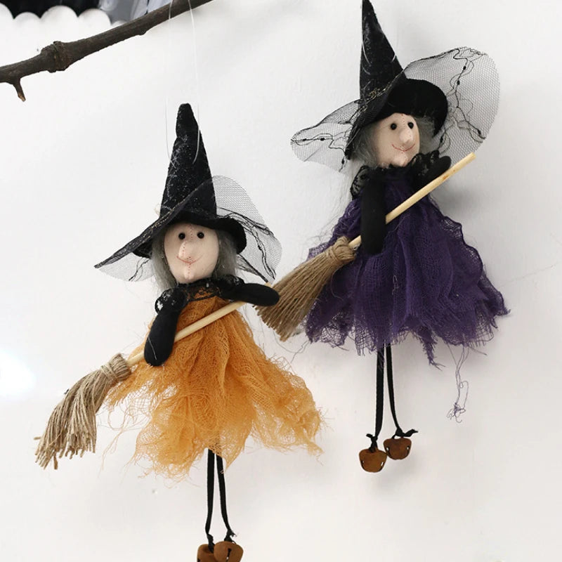 Halloween Ghost Festival Witch Figurine Hanging Doll DIY Decoration Pendant Ornaments for Party Haunted House Decorate Props