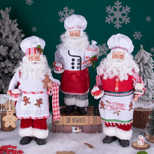 Load image into Gallery viewer, Large Size Christmas Tree Decoration Cooking Chef Santa Claus Statue Doll with Gingerbread House Christmas Tree Topper
