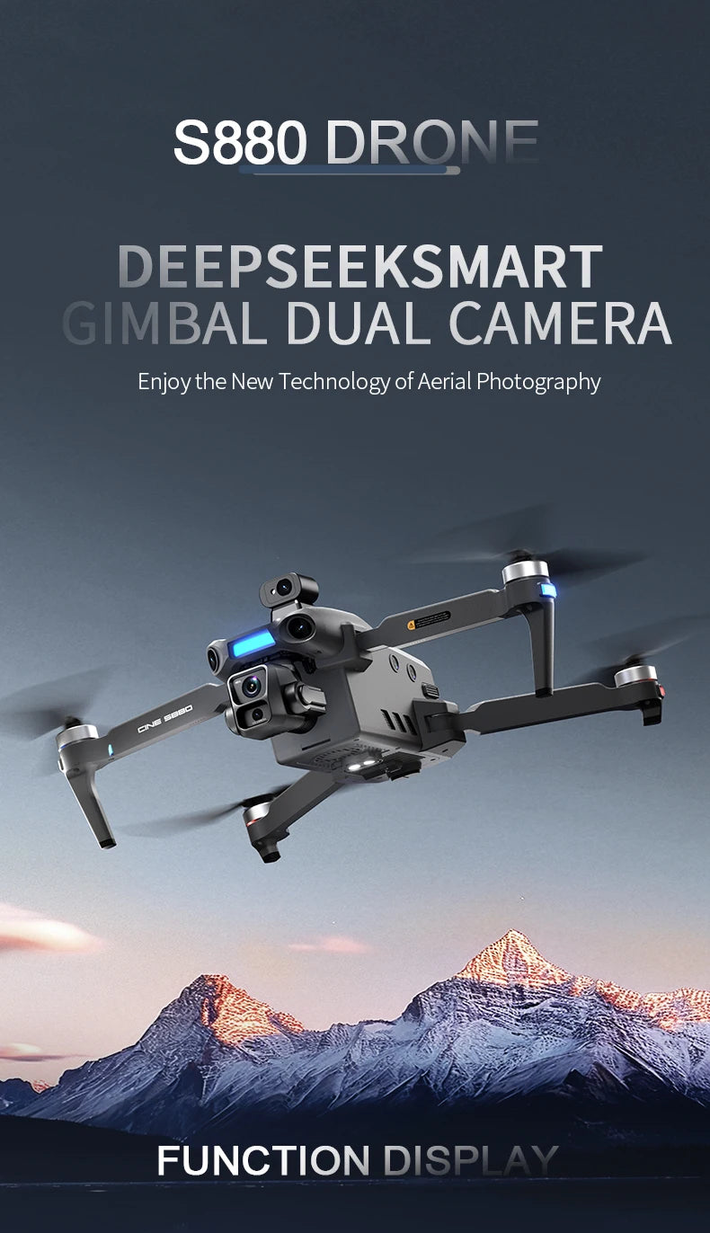 S880 Flagship Drone 8K Dual Cameras 3-Axis Gimbal 5G FPV GPS Return TouchScreen RC Obstacle Avoidance Optical Flow Hovering Dron