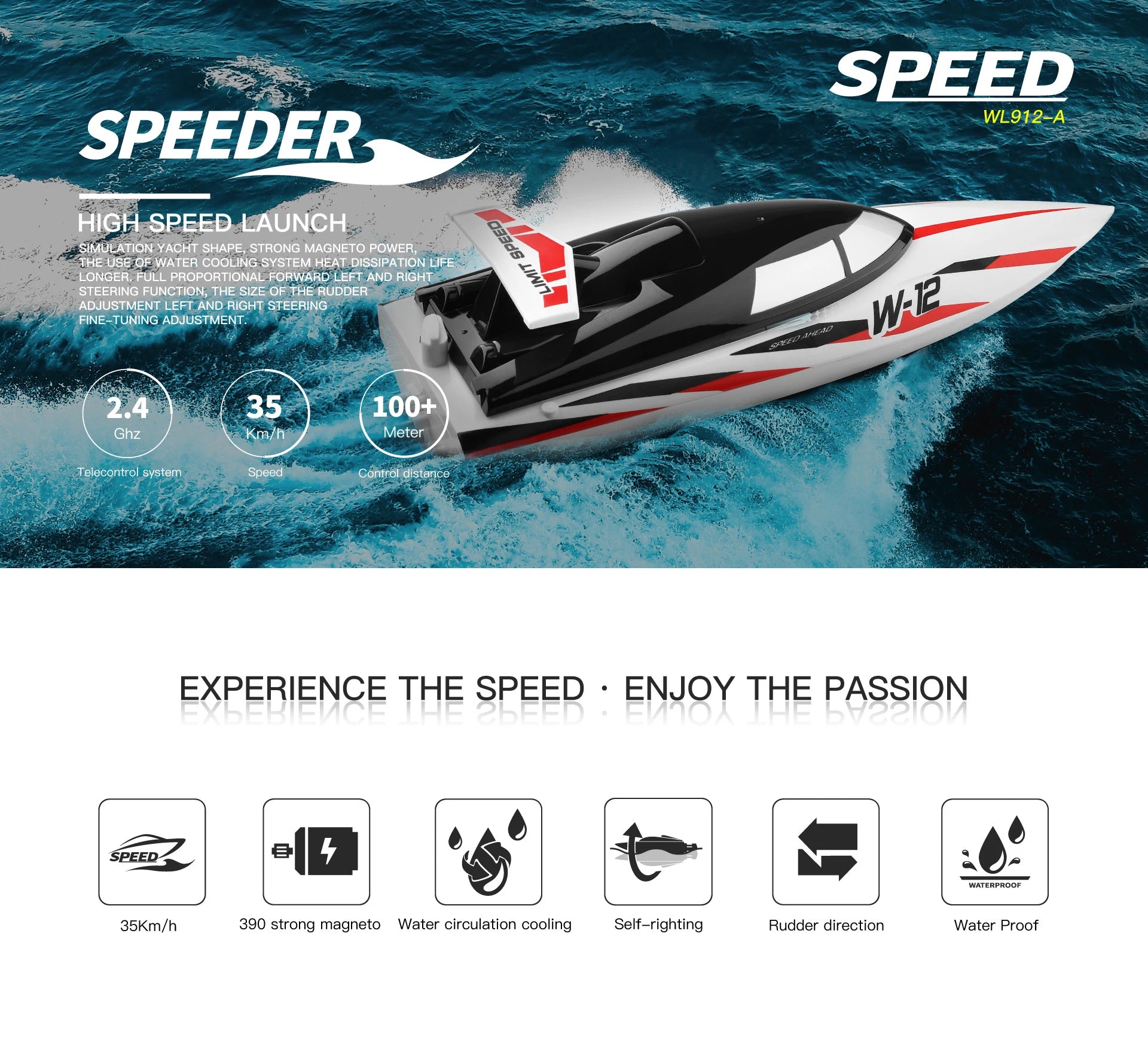 WLtoys WL916 WL912-A RC Boat 2.4Ghz 55KM/H 35KM/H High Speed Racing Watercraft Remote Control Speedboat Toys For Children