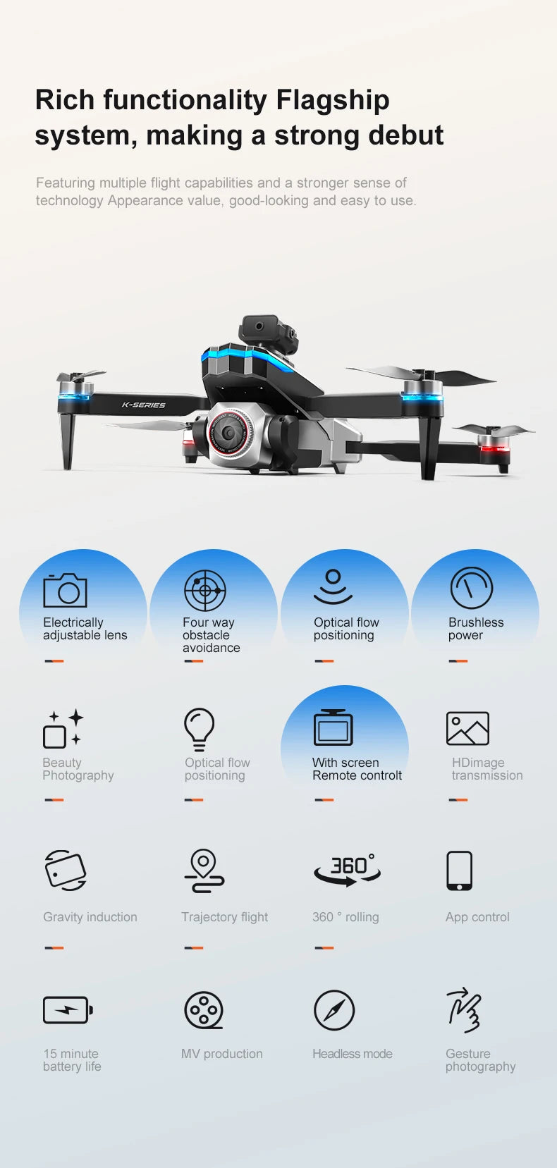 K16 Uav Aerial Photography 8K High-Definition Camera Screen Controlled Version Foldable Four-Axis Remote Control Aircraft Toys