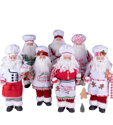 Large Size Christmas Tree Decoration Cooking Chef Santa Claus Statue Doll with Gingerbread House Christmas Tree Topper