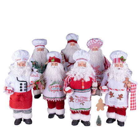 Large Size Christmas Tree Decoration Cooking Chef Santa Claus Statue Doll with Gingerbread House Christmas Tree Topper