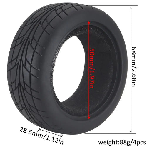 Load image into Gallery viewer, 1:10 On-road Car Tires 63-68mm High Grip Rubber Tyre Hot Melt Tire Hsp 94123 Hpi Himoto Fw06 Tt01 Abrasion Resistant Racing Car
