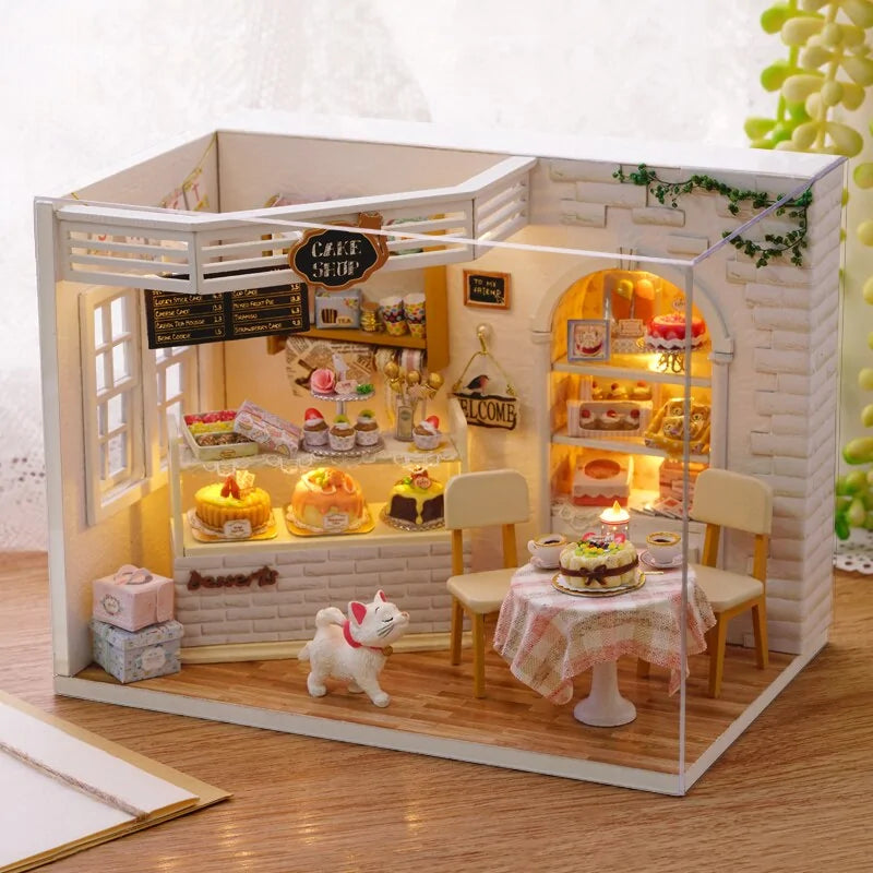 DIY Miniature Dollhouse Kit with Dust Cover