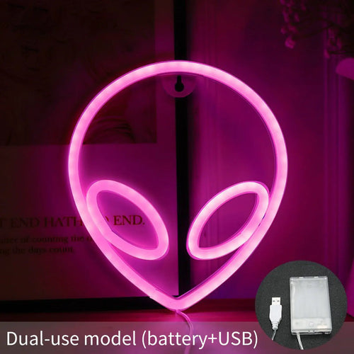 Load image into Gallery viewer, Neon Signs Alien Face Shaped LED Neon Light
