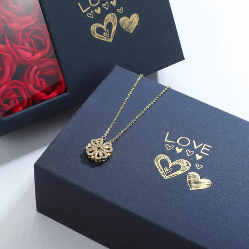 Load image into Gallery viewer, Rose Gift Box Four -leaf Grass Necklace Heart Necklace  for Birthday Party Mothers Day Valentines Day Christmas Girlfriend Gifts
