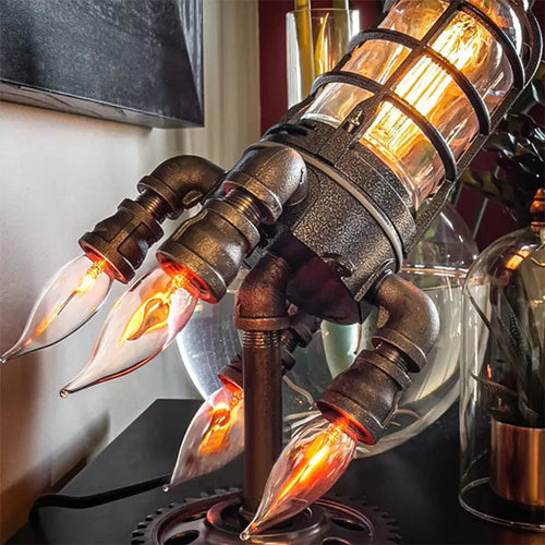 Load image into Gallery viewer, Vintage Steampunk Rocket Table Lamp
