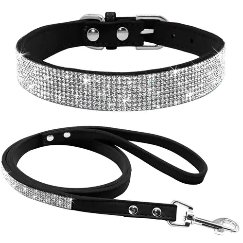 Load image into Gallery viewer, Pet Collar and leash, suede leather, Bling, colourful
