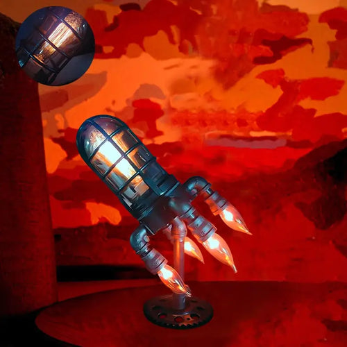 Load image into Gallery viewer, Vintage Steampunk Rocket Table Lamp
