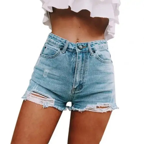 High Waist Ripped Denim Shorts: Women's Summer Fashion