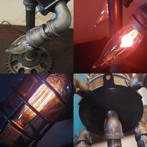 Load image into Gallery viewer, Vintage Steampunk Rocket Table Lamp
