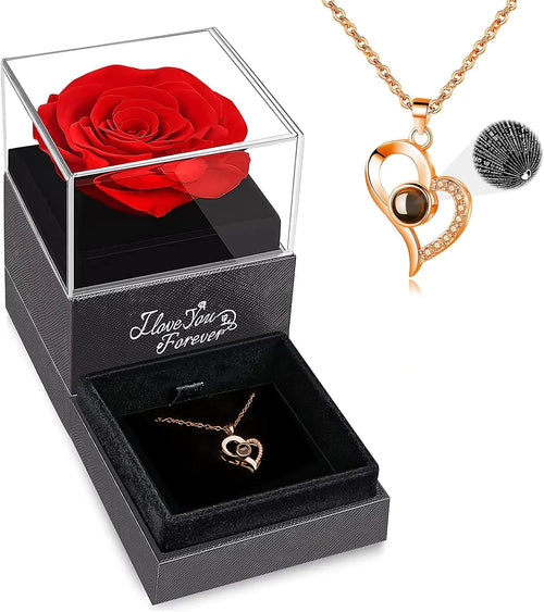 Load image into Gallery viewer, WILDLOVE Preserved Real Rose with I Love You Necklace, Christmas Gifts for Women, Mom, Grandma, Wife and Girlfriend, Birthday Anniversary Valentine&#39;s Day Mother&#39;s Day Gift Ideas for Her
