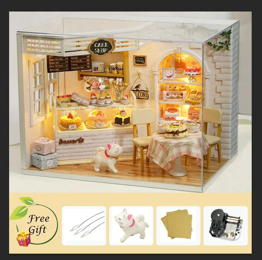 DIY Miniature Dollhouse Kit with Dust Cover