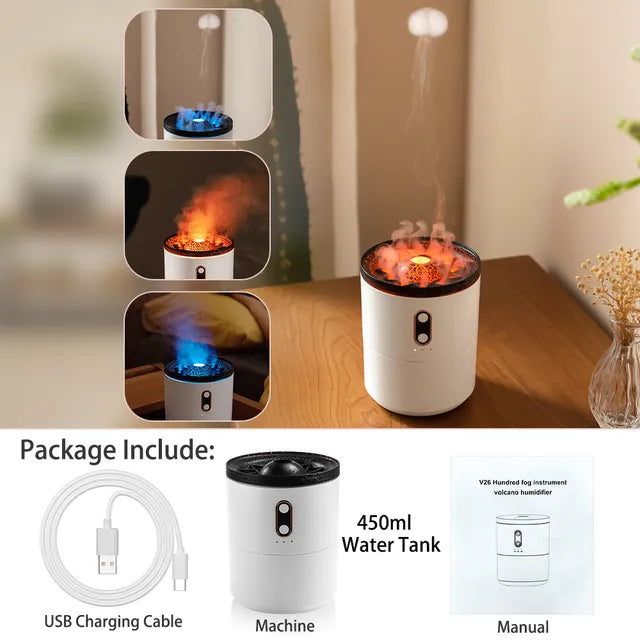 Volcano Fire Flame Air Humidifier Aroma Diffuser Essential Oil